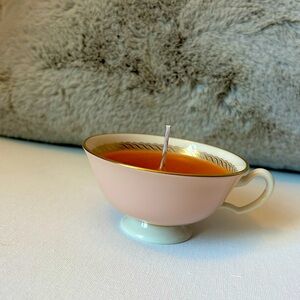 Unscented Handmade Candle in Lenox Caribee USA Pink Bone China Vintage Tea Cup